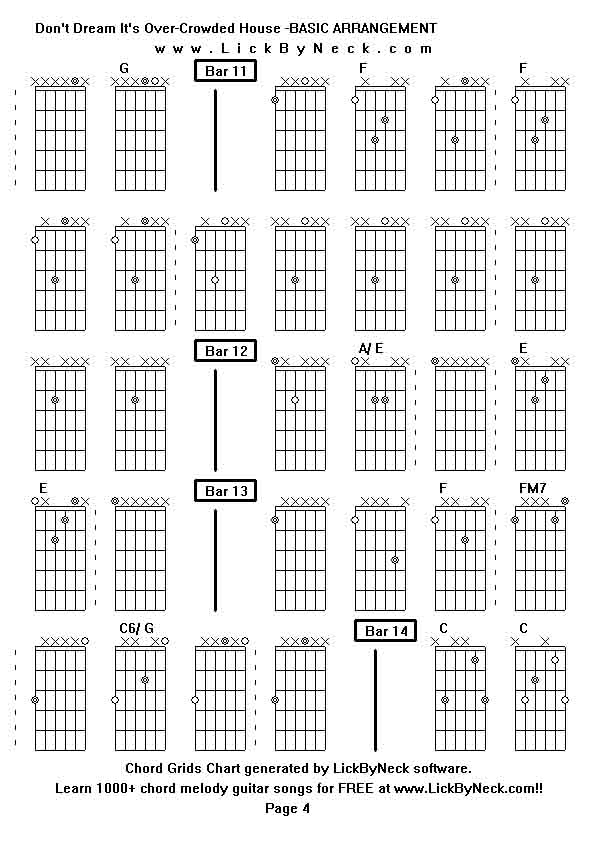 Chord Grids Chart of chord melody fingerstyle guitar song-Don't Dream It's Over-Crowded House -BASIC ARRANGEMENT,generated by LickByNeck software.